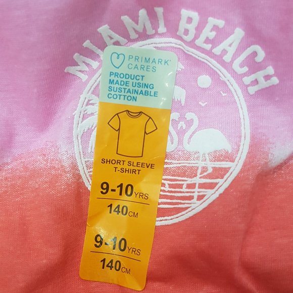PRIMARK T-SHIRT MIAMI BEACH LOGO GIRLS SIZES 9-12YRS - Picture 3 of 4